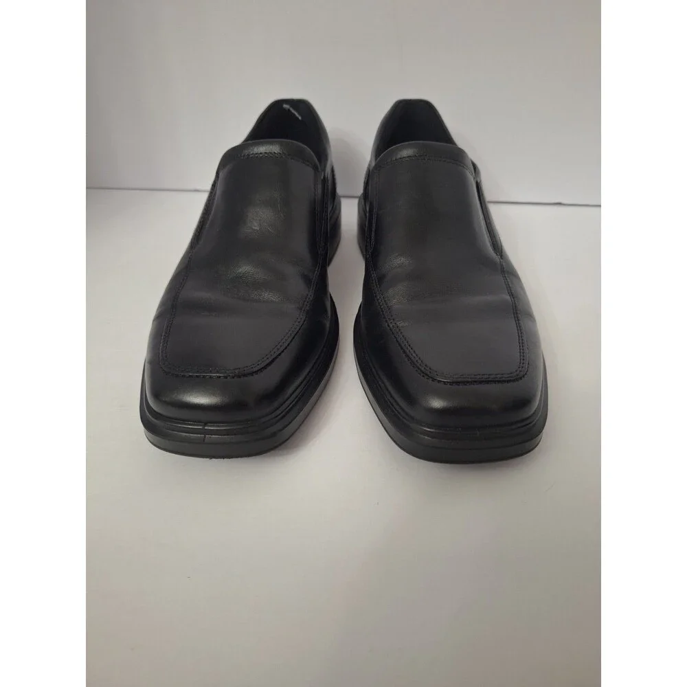 Ecco Helsinki 2 Apron Toe Slip-on Black Leather Loafers Mens Size 8/8.5 EU 42